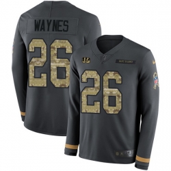 Nike Bengals 26 Trae Waynes Anthracite Salute to Service Men Stitched NFL Limited Therma Long Sleeve Jersey