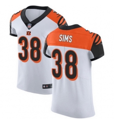 Nike Bengals 38 LeShaun Sims White Men Stitched NFL New Elite Jersey