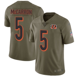 Nike Bengals #5 AJ McCarron Olive Mens Stitched NFL Limited 2017 Salute To Service Jersey