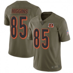 Nike Bengals 85 Tee Higgins Olive Men Stitched NFL Limited 2017 Salute To Service Jersey