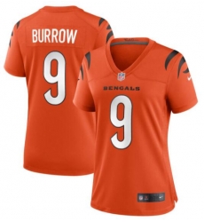 Women Cincinnati Bengals 9 Joe Burrow Orange Vapor Untouchable Limited Jersey