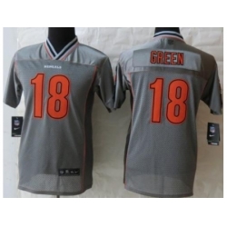 Youth Nike Cincinnati Bengals 18 A.J.Green Grey Vapor Elite NFL Jerseys