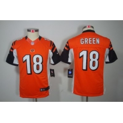 Youth Nike Cincinnati Bengals 18# A.J.Green Orange Color[Youth Limited Jerseys]