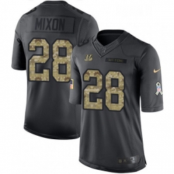 Youth Nike Cincinnati Bengals 28 Joe Mixon Limited Black 2016 Salute to Service NFL Jersey