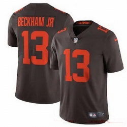 Cleveland Browns 13 Odell Beckham Jr  Men Nike Brown Alternate 2020 Vapor Limited Jersey