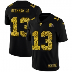 Cleveland Browns 13 Odell Beckham Jr  Men Nike Leopard Print Fashion Vapor Limited NFL Jersey Black