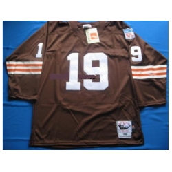 Cleveland Browns 19 Bernie Kosar Brown Long Sleeve Throwback NFL Jersey