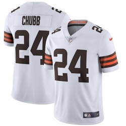 Cleveland Browns 24 Nick Chubb Men Nike White 2020 Vapor Limited Jersey