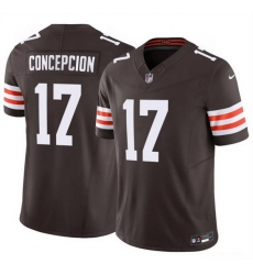 Men Cleveland Browns  17 KC Concepcion Brown 2026 Draft F U S E  Vapor Limited Stitched Football Jersey