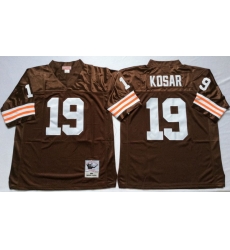 Men Cleveland Browns 19 Bernie Kosar Brown M&N Throwback Jersey