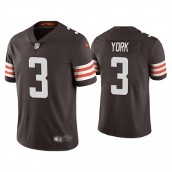 Men Cleveland Browns 3 Cade York Brown Vapor Untouchable Limited Stitched Jerseys