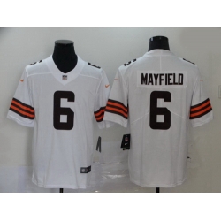 Men Nike Cleveland Browns 6 Baker Mayfield White Vapor Limited Jersey