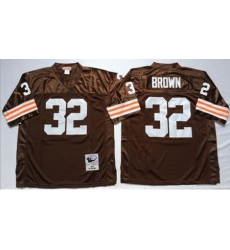 Mitchell&Ness 1963 Browns 32 Jim Brown Brown Throwback Stitched NFL Jersey