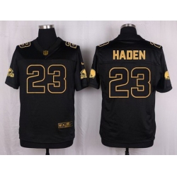 Nike Browns #23 Joe Haden Black Mens Stitched NFL Elite Pro Line Gold Collection Jersey