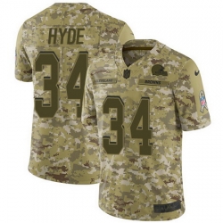 Nike Browns #34 Carlos Hyde Camo Mens Stitched NFL Limited 2018 Salute To Service Jersey