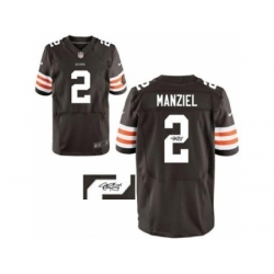 Nike Cleveland Browns 2 Johnny Manziel Brown Elite Signed NFL Jersey