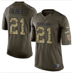 Nike Cleveland Browns #21 Justin Gilbert Green Men 27s Stitched NFL Limited Salute to Service Jersey