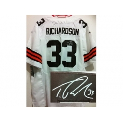 Nike Cleveland Browns 33 Trent Richardson White Elite Signed NFL Jersey