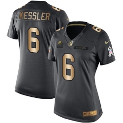 Nike Browns #6 Cody Kessler Black Womens Stitched NFL Limited Gold Salute to Service Jersey