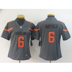 Women Nike Browns 6 Baker Mayfield Gray Women Inverted Legend Limited Jersey