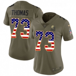 Womens Nike Cleveland Browns 73 Joe Thomas Limited OliveUSA Flag 2017 Salute to Service NFL Jersey