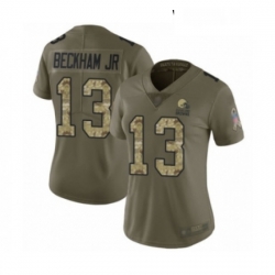 Womens Odell Beckham Jr Limited Olive Camo Nike Jersey NFL Cleveland Browns 13 2017 Salute to Service