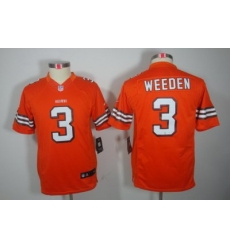 Nike Youth NFL Cleveland Browns #3 Brandon Weeden Orange Color[Youth Limited Jerseys]