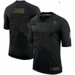 Youth Cleveland Browns 24 Nick Chubb Black 2020 Salute To Service Jersey