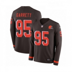 Youth Nike Cleveland Browns 95 Myles Garrett Limited Brown Therma Long Sleeve NFL Jersey