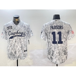 Men Dallas Cowboys 11 Micah Parsons 2024 Arctic Camo Salute To Service Stitched Baseball Jersey 5