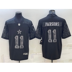 Men Dallas Cowboys 11 Micah Parsons Black Reflective Limited Stitched Football Jersey