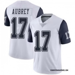 Men  Dallas Cowboys 17 Brandon Aubrey  Limited White Color Rush Vapor Untouchable Jersey