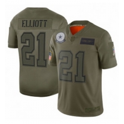 Men Dallas Cowboys 21 Ezekiel Elliott Limited Camo 2019 Salute to Service Football Jersey