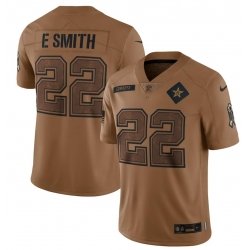 Men Dallas Cowboys 22 Emmitt Smith 2023 Brown Salute To Service Limited Stitched Jersey