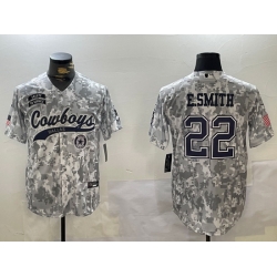 Men Dallas Cowboys 22 Emmitt Smith 2024 Arctic Camo Salute To Service Stitched Baseball Jersey 3