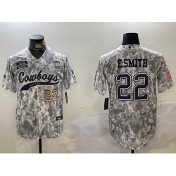 Men Dallas Cowboys 22 Emmitt Smith 2024 Arctic Camo Salute To Service Stitched Baseball Jersey 6