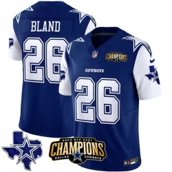 Men Dallas Cowboys 26 DaRon Bland Blue White 2023 F U S E  NFC East Champions Patch Stitched Football Jersey