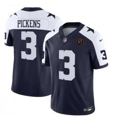 Men Dallas Cowboys 3 George pickens Navy 2023 F U S E  With John Madden Patch Thanksgiving Vapor Limited Stitched Football Jersey