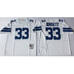 Men Dallas Cowboys 33 Tony Dorsett White M&N Throwback Jersey