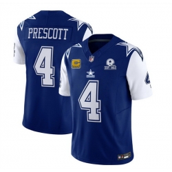 Men Dallas Cowboys 4 Dak Prescott 2023 F U S E  Navy With Established In 1960 Patch And 4 Star C Patch Stitched Football Jersey