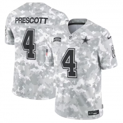 Men Dallas Cowboys 4 Dak Prescott 2024 Arctic Camo Salute To Service Limited Stitched Football Jersey