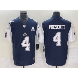 Men Dallas Cowboys 4 Dak Prescott Navy 2023 F U S E  With 1960 Patch Vapor Limited Stitched Football Jersey