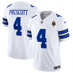 Men Dallas Cowboys 4 Dak Prescott White 2023 F U S E  With Walter Payton Patch Vapor Limited Stitched Football Jersey