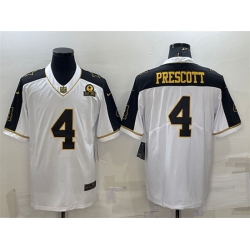 Men Dallas Cowboys 4 Dak Prescott White Gold With 1960 Patch Thanksgiving Vapor Untouchable Limited Stitched Football Jersey