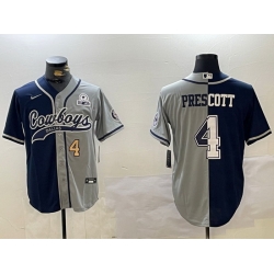 Men Dallas Cowboys 4 grey Team With Patch Cool Base Stitched Baseball Jersey 17