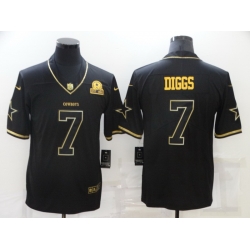 Men Dallas Cowboys 7 Trevon Diggs Black 60th Seasons Patch Golden Edition Stitched NFL Nike Limited Jersey