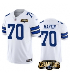 Men Dallas Cowboys 70 Zack Martin White 2023 F U S E  NFC East Champions Patch Stitched Football Jersey