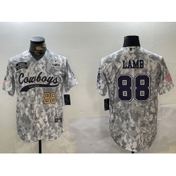 Men Dallas Cowboys 88 CeeDee Lamb 2024 Arctic Camo Salute To Service Stitched Baseball Jersey