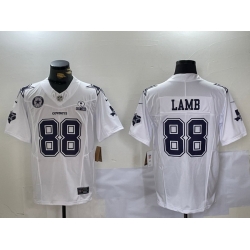 Men Dallas Cowboys 88 CeeDee Lamb 2024 White F U S E  With Established In 1960 Patch Stitched Football Jersey 1