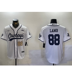 Men Dallas Cowboys 88 CeeDee Lamb White 2022 Olive Salute To Service Cool Base Stitched Baseball Jersey 2